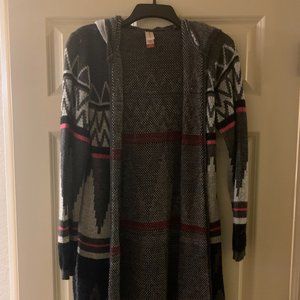 Hooded Black/Grey Cardigan